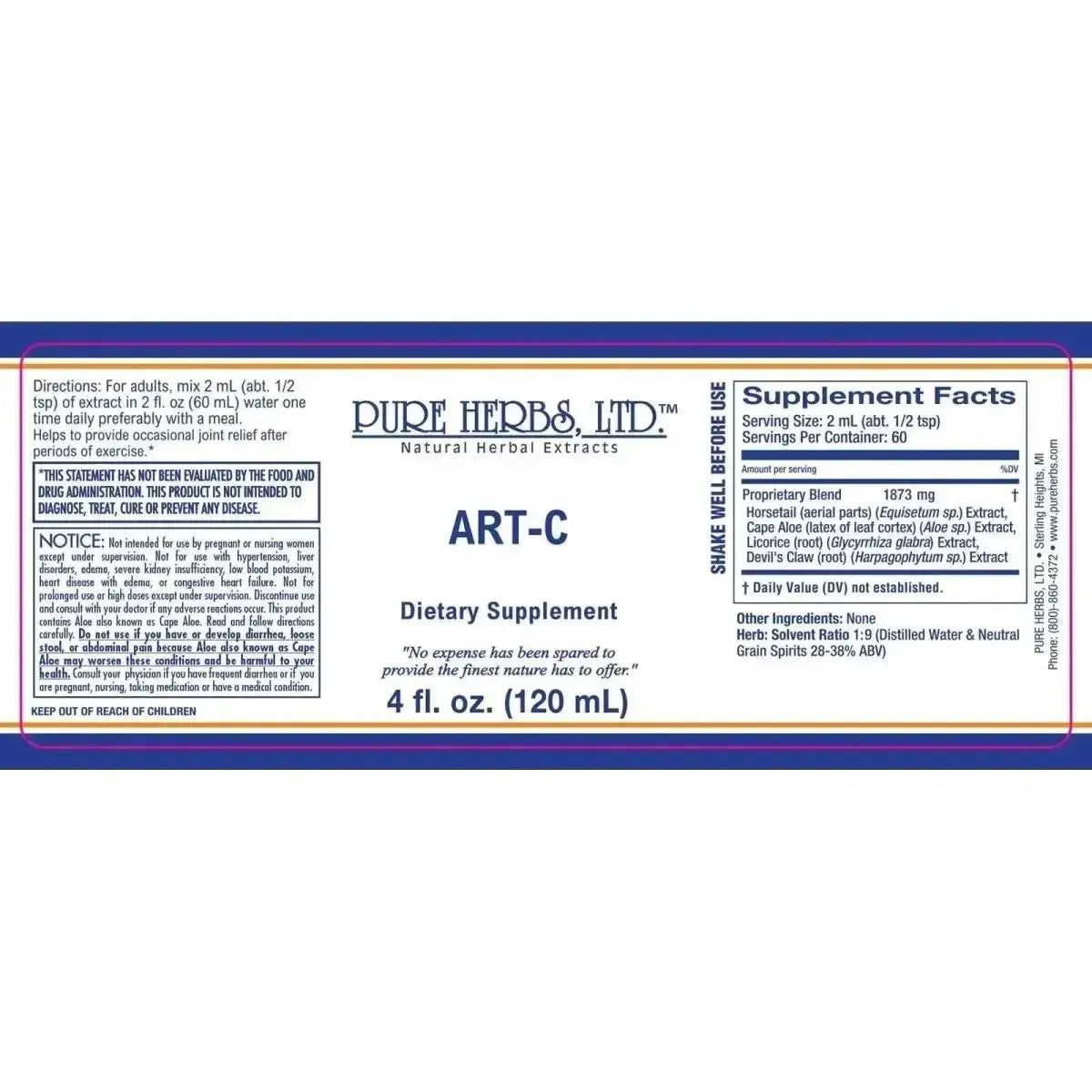 ART - C (Reformulated) (Aloe, Devil's Claw, Horsetail, Licorice Root) - Futures ETC Tincture
