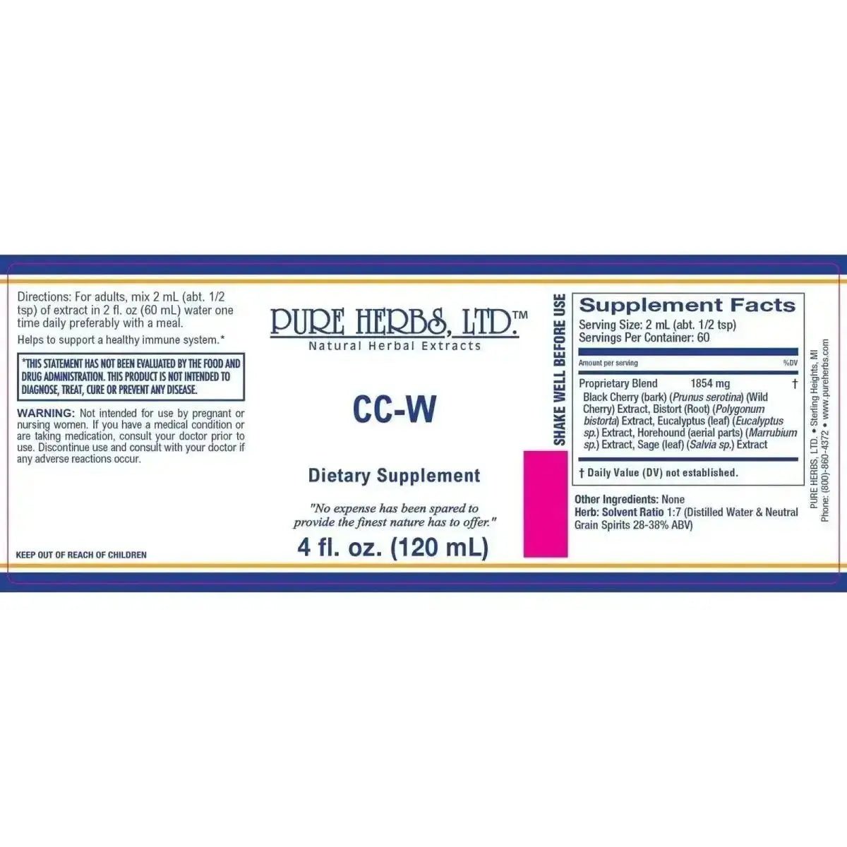 CC - W (Bistort, Eucalyptus, Horehound, Sage, Wild Cherry Bark) for Respiratory & Immune Health - Futures ETC Tincture