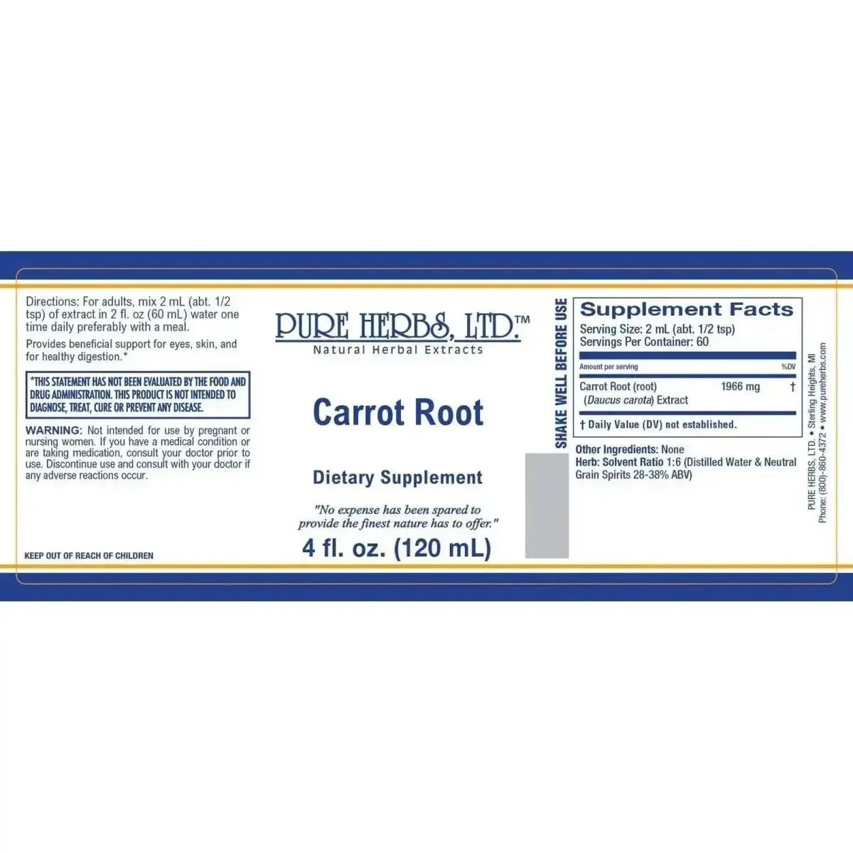 Carrot Root (Daucus carota) for Eye, Skin & Digestive Health - Futures ETC Tincture