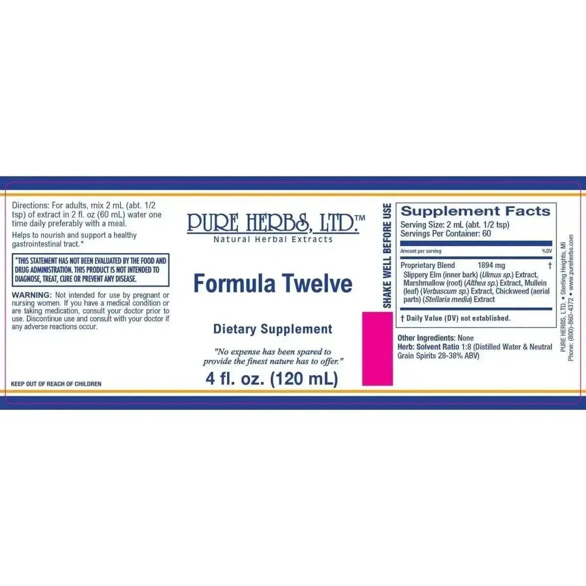 Formula Twelve (Chickweed, Marshmallow, Mullein Leaf, Slippery Elm) - Futures ETC Tincture