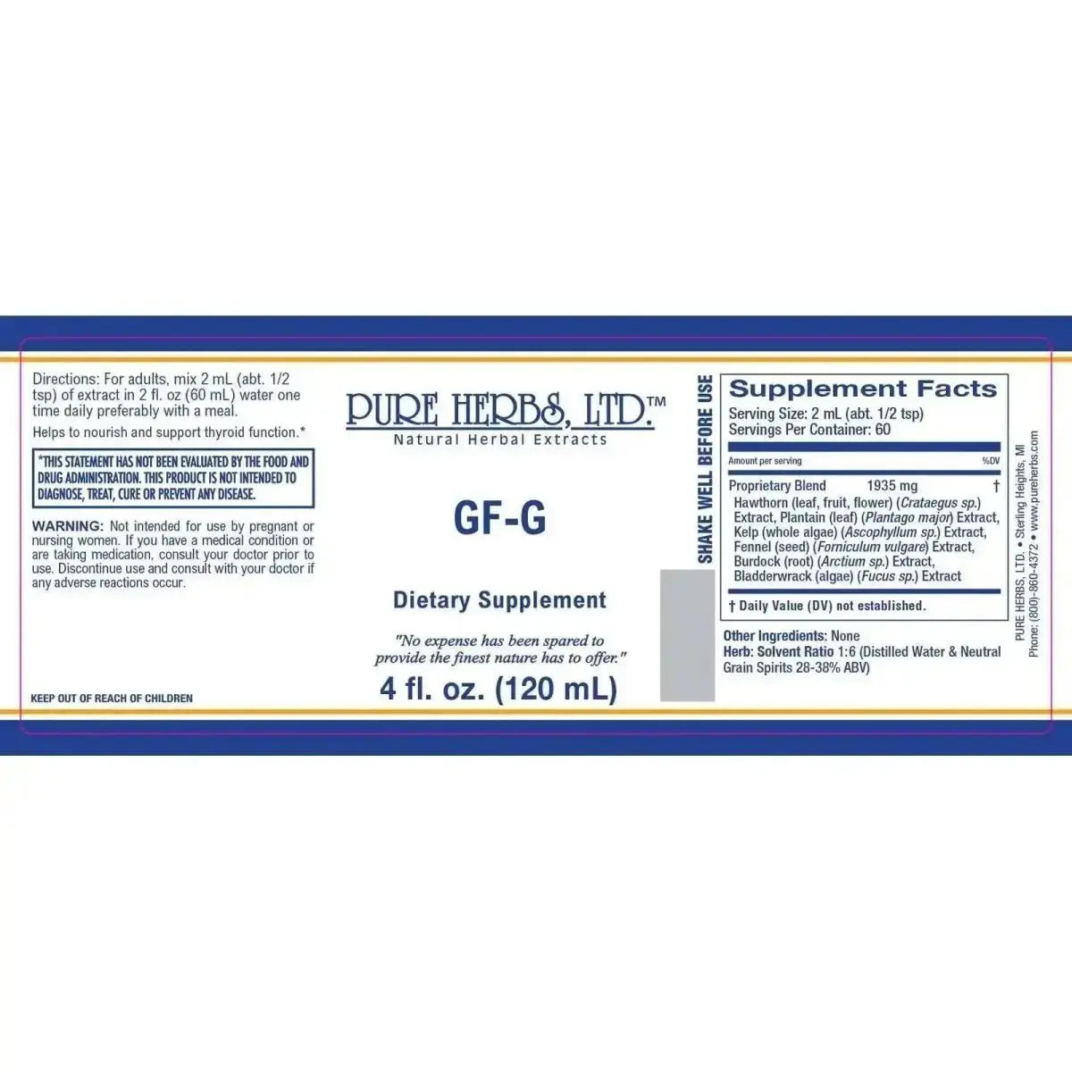 GF - G (Bladderwrack, Burdock, Fennel, Hawthorn, Kelp, Plantain) - Futures ETC Tincture