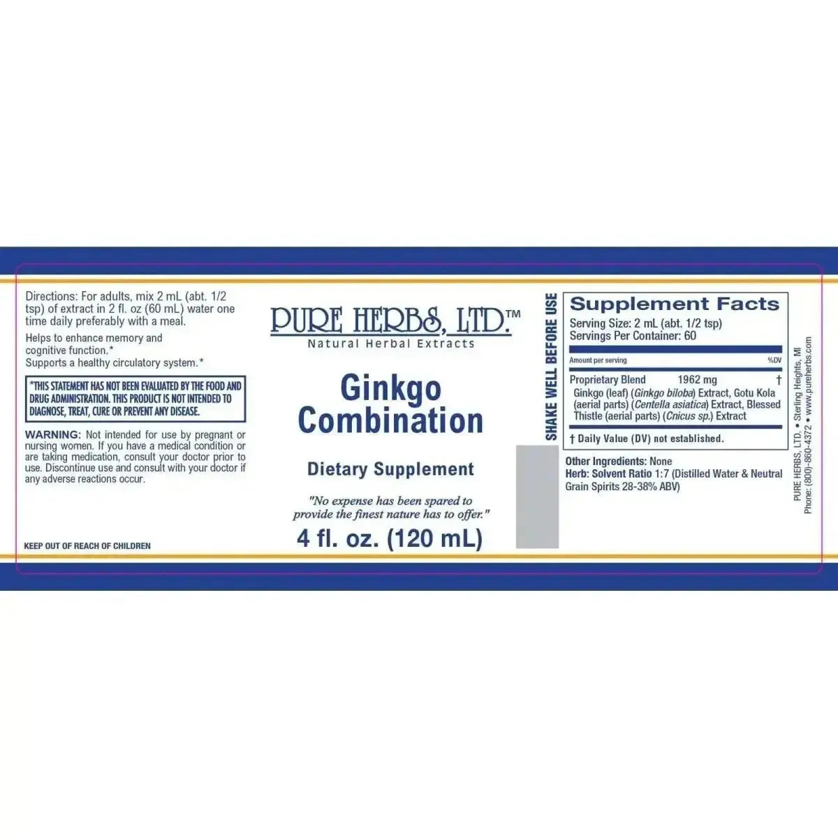 Ginkgo Combination (Blessed Thistle, Ginkgo, Gotu Kola) - Futures ETC Tincture