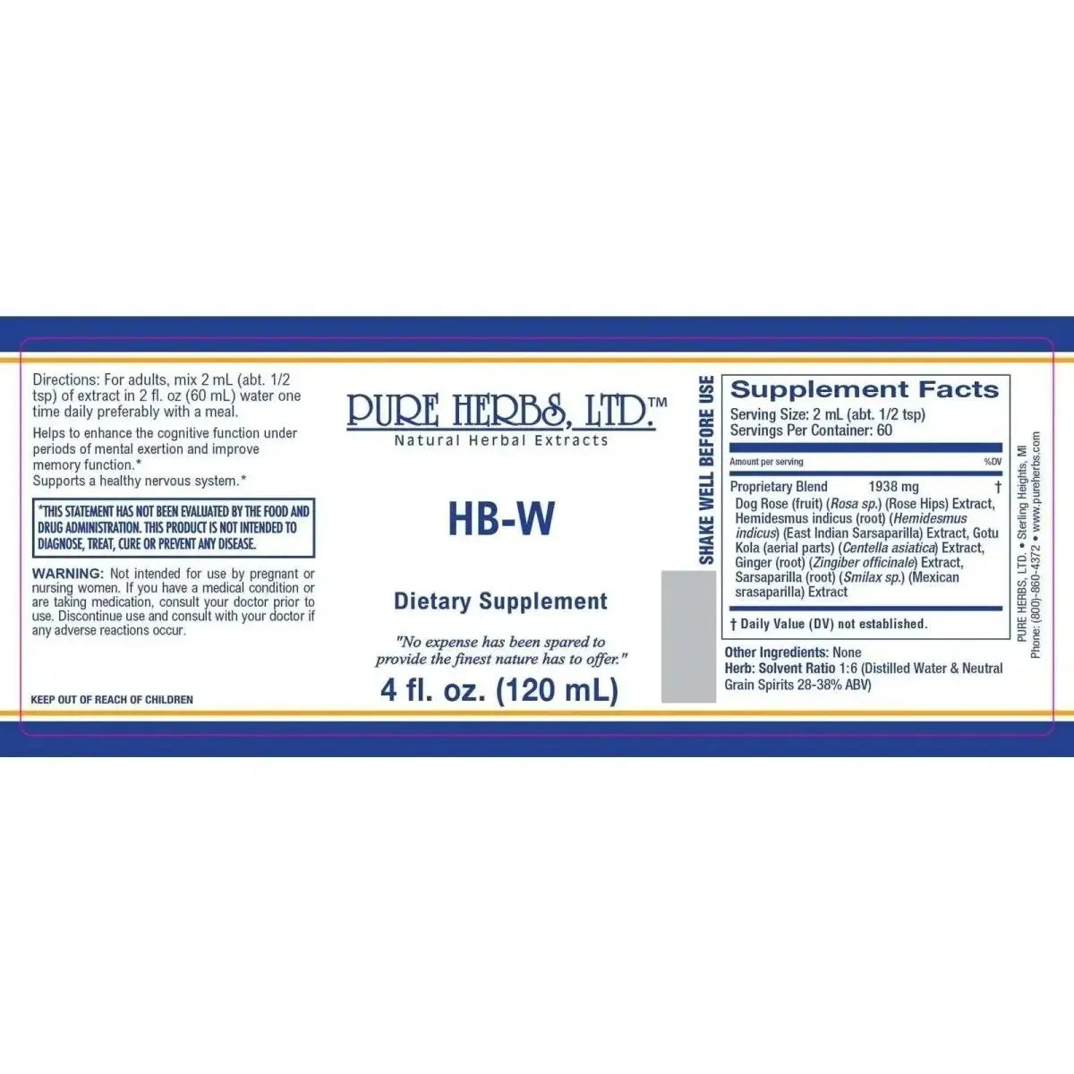 HB - W (Ginger, Gotu Kola, Indian Sarsaparilla, Sarsaparilla, Wild Rose Hips) - Futures ETC Tincture