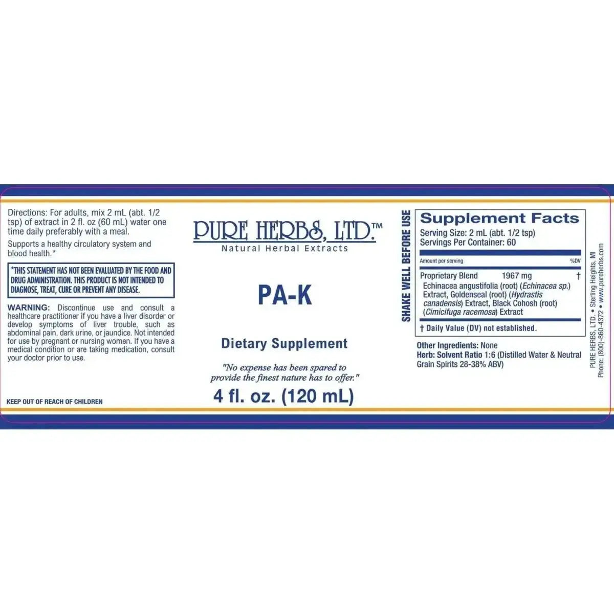 PA - K (Black Cohosh, Echinacea, Golden Seal) - Futures ETC Tincture