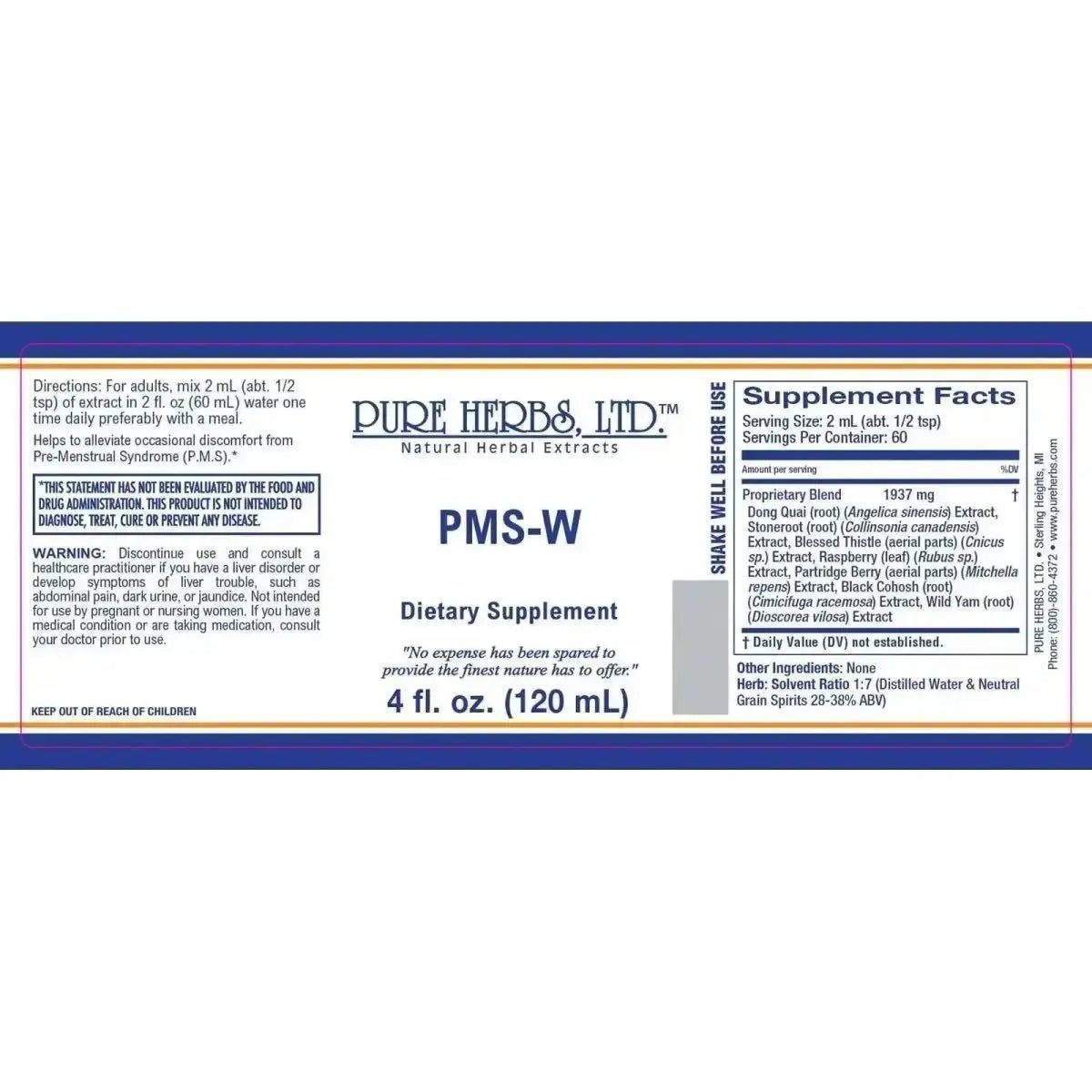 PMS - W (Black Cohosh, Blessed Thistle, Dong Quai, Partridge Berry, Red Raspberry Leaf, Stone Root, Wild Yam) - Futures ETC