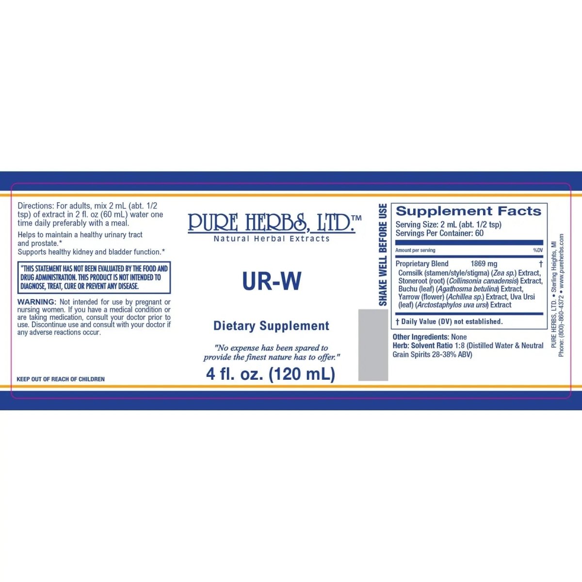 UR-W (Buchu, Cornsilk, Stone Root, Uva Ursi, Yarrow)