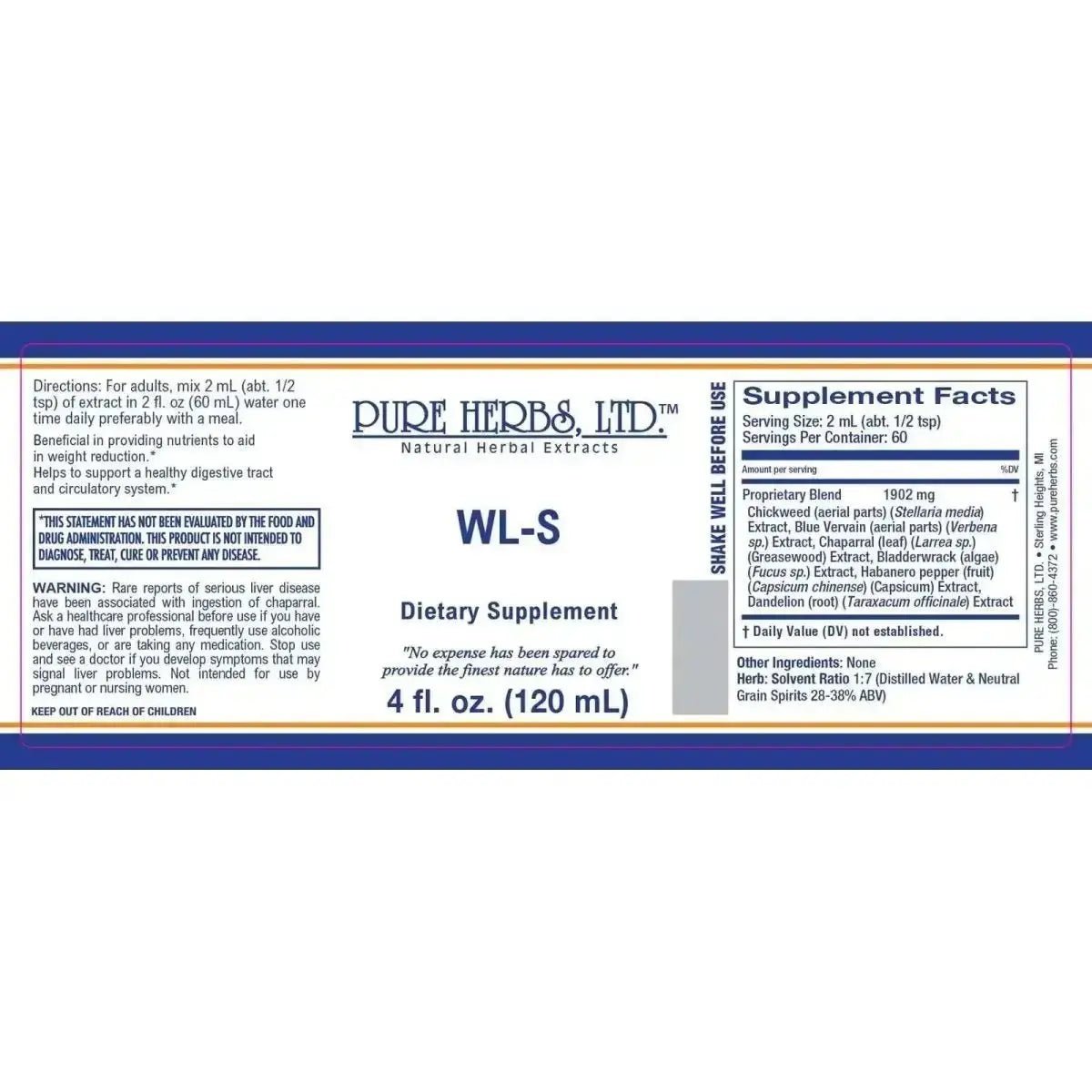 WL - S (Bladderwrack, Blue Vervain, Capsicum, Chickweed, Dandelion Root, Greasewood) - Futures ETC Tincture