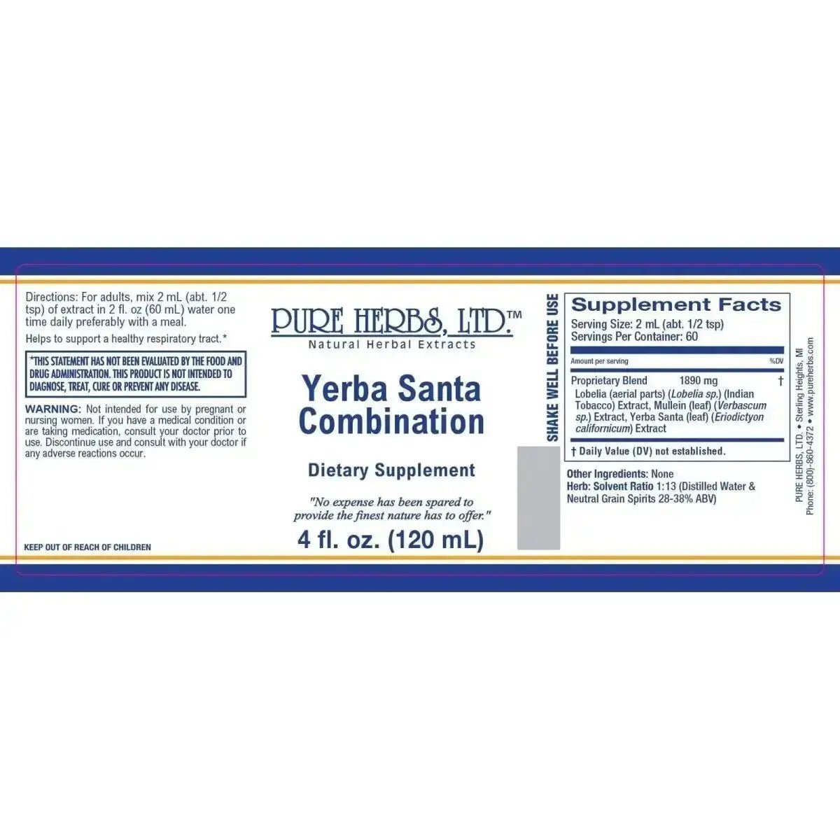 Yerba Santa Combination (Indian Tobacco, Mullein Leaf, Yerba Santa) - Futures ETC Tincture