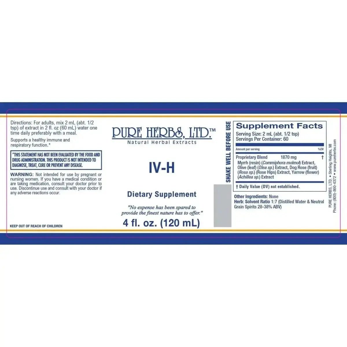 IV - H (Myrrh, Olive Leaf, Wild Rose Hips, Yarrow) - Futures ETC Tincture
