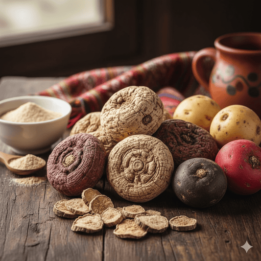 Maca Root sitting on a wooden table - FuturesETC