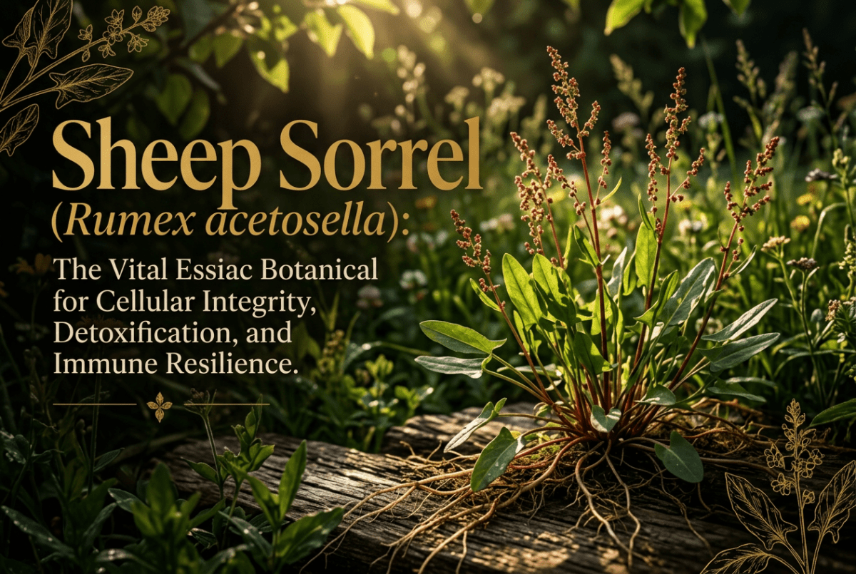 Sheep sorrel with arrow-shaped leaves and reddish flower stalks in golden meadow light.