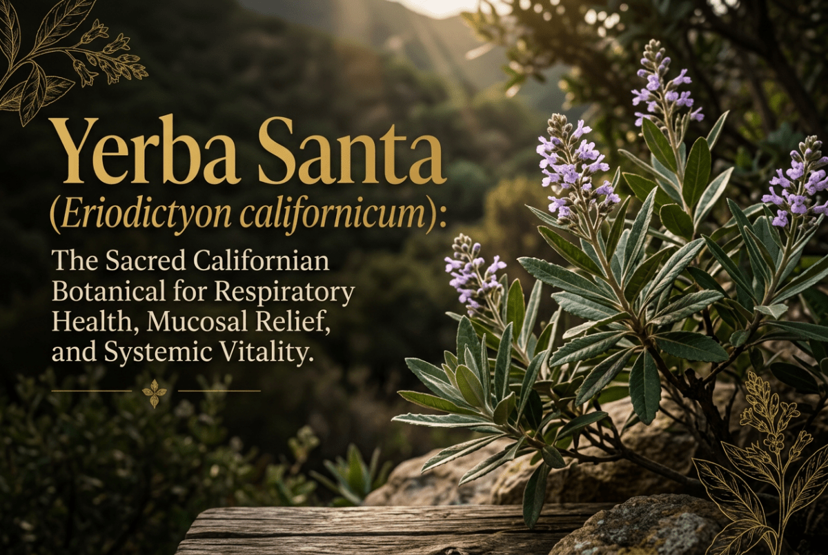Yerba santa’s resinous leaves and pale lavender flowers in golden California chaparral light