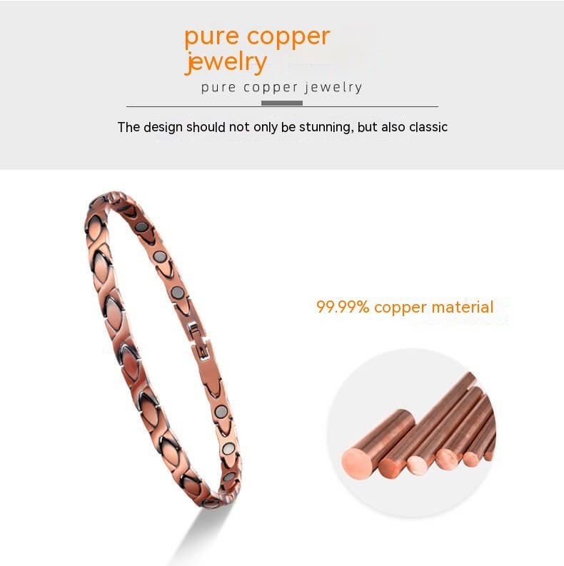 Tobillera magnética de cadena de cobre rojo puro para protección EMF