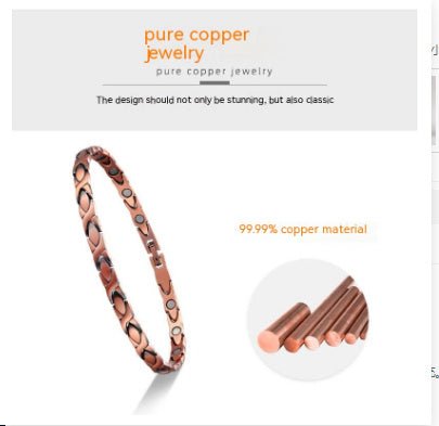 Tobillera magnética de cadena de cobre rojo puro para protección EMF