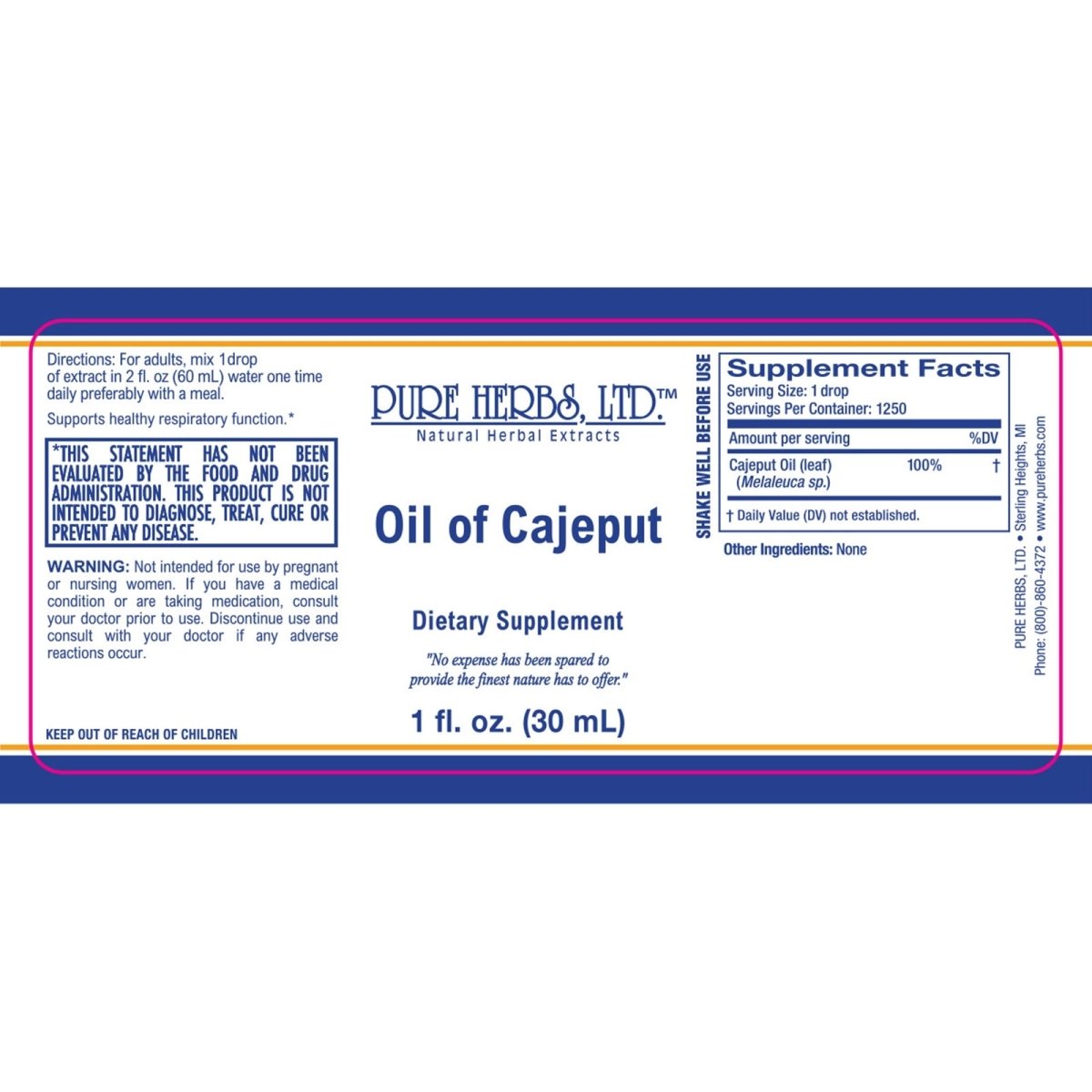 Cajeput Oil (Melaleuca cajuputi), Tincture, Futures ETC