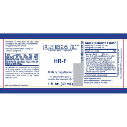 HR-F (Barberry, Capsicum, Echinacea, Horsetail, Rosemary, Royal Jelly, Sage, Yarrow)