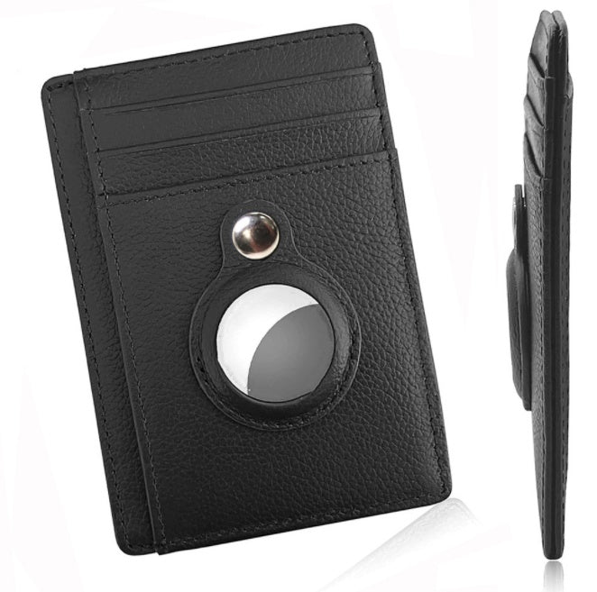 Cartera de cuero fina con protección EMF multifuncional para hombre