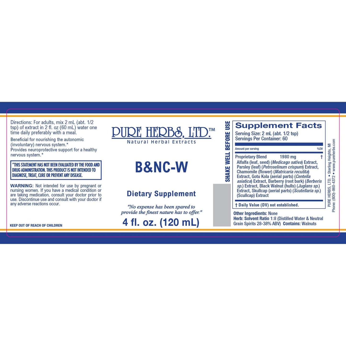 B & NC-W (Alfalfa, Barberry, Black Walnut Hulls, Chamomile, Gotu Kola, Parsley, Scullcap)