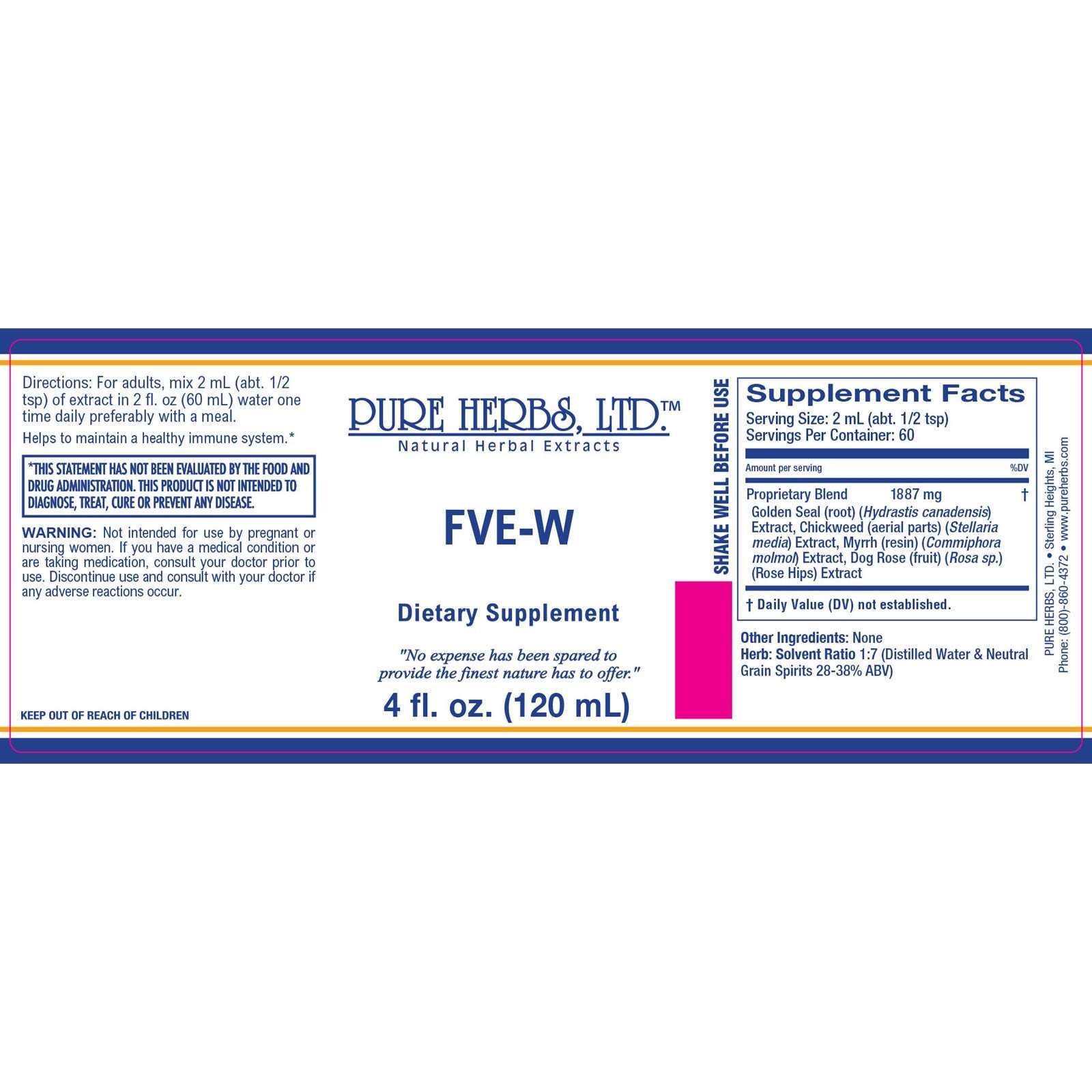 FVE-W (Chickweed, Golden Seal, Myrrh, Wild Rose Hips)