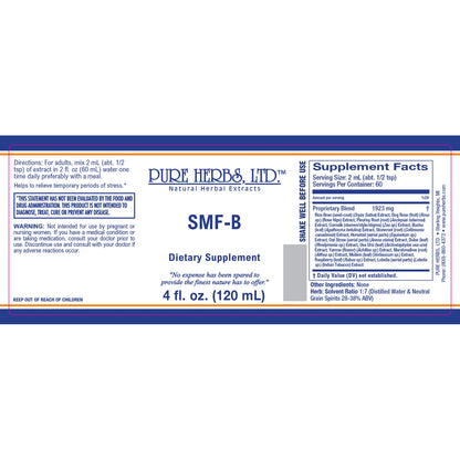 SMF-B (Buchu, Cornsilk, Dulse, Horsetail, Indian Tobacco, Marshmallow, Mullein Leaf, Oat Straw, Pleurisy Root, Red Raspberry, Rice Bran, Rose Hips, Stone Root, Uva Ursi, Yarrow)