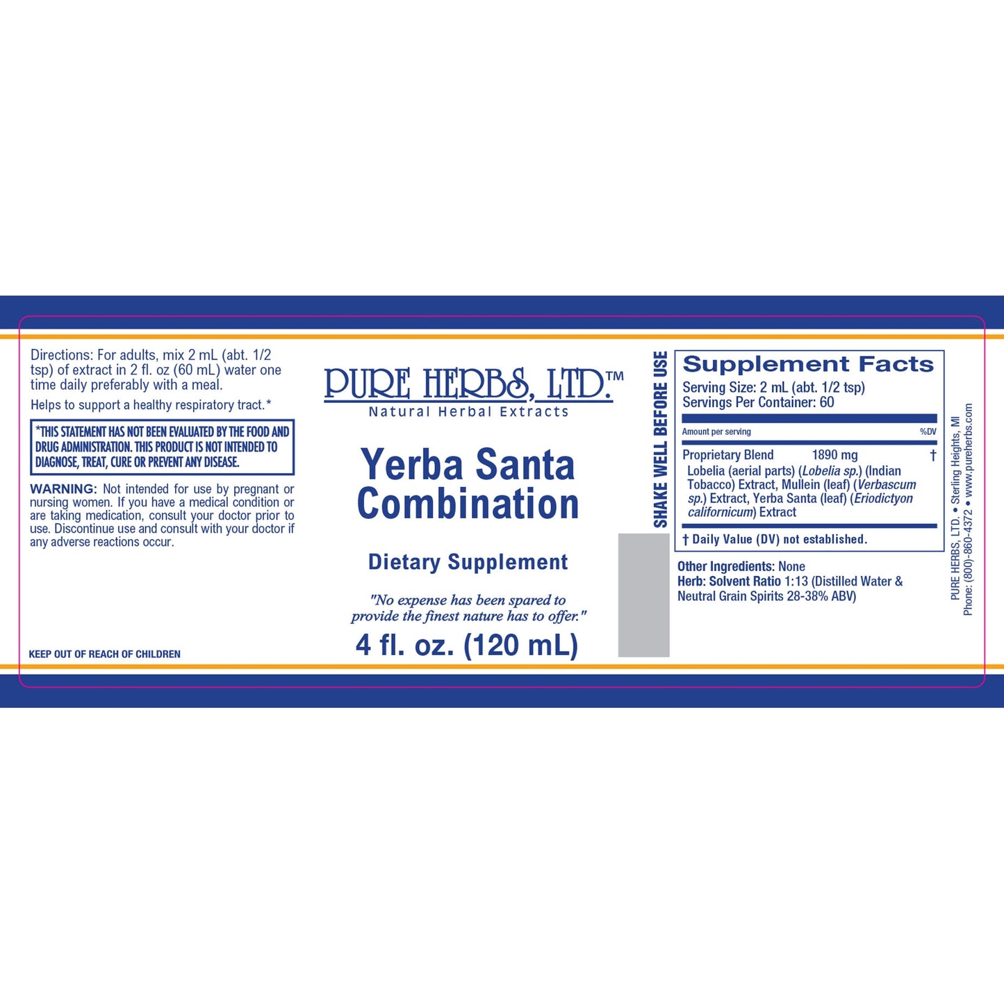 Yerba Santa Combination (Indian Tobacco, Mullein Leaf, Yerba Santa)