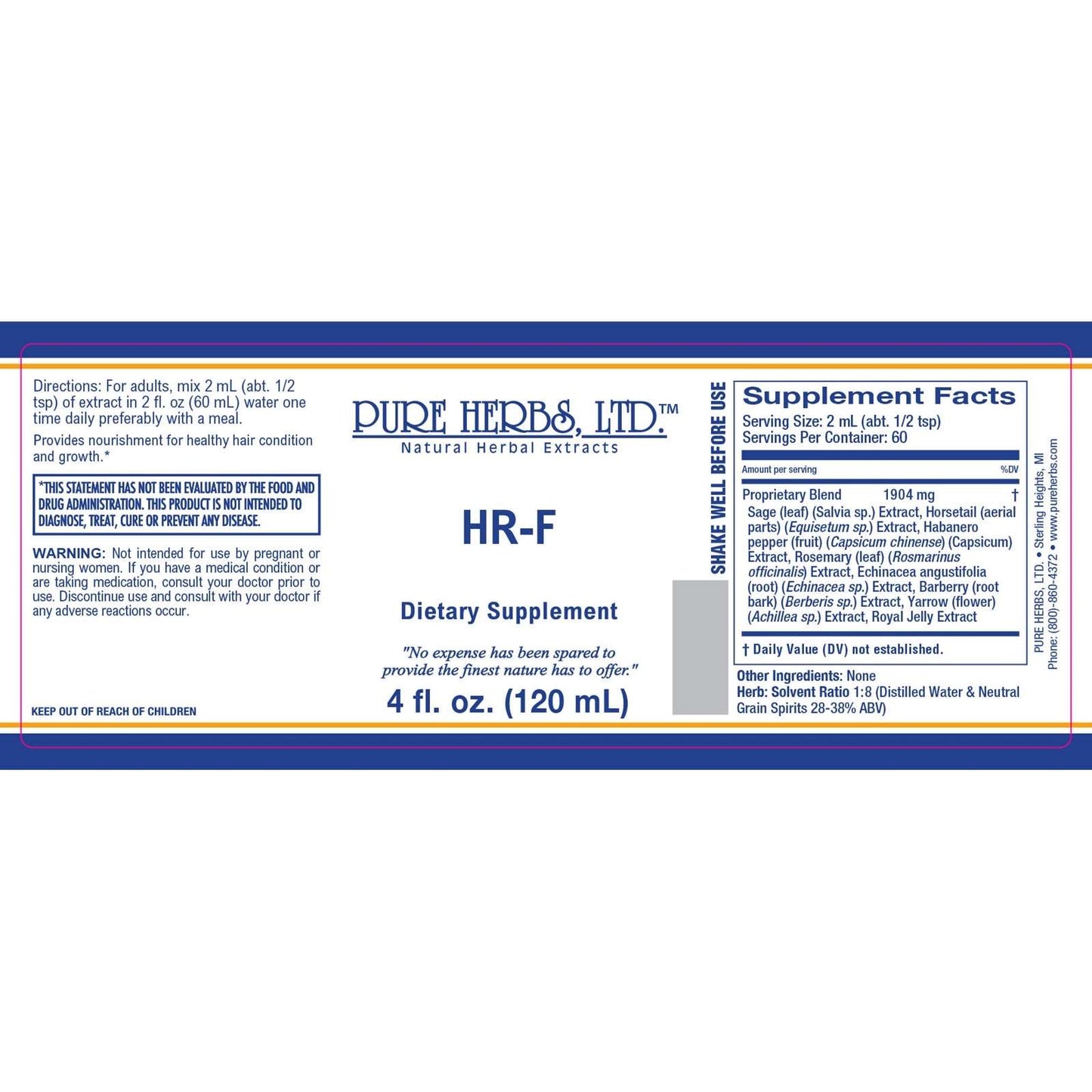 HR-F (Barberry, Capsicum, Echinacea, Horsetail, Rosemary, Royal Jelly, Sage, Yarrow)