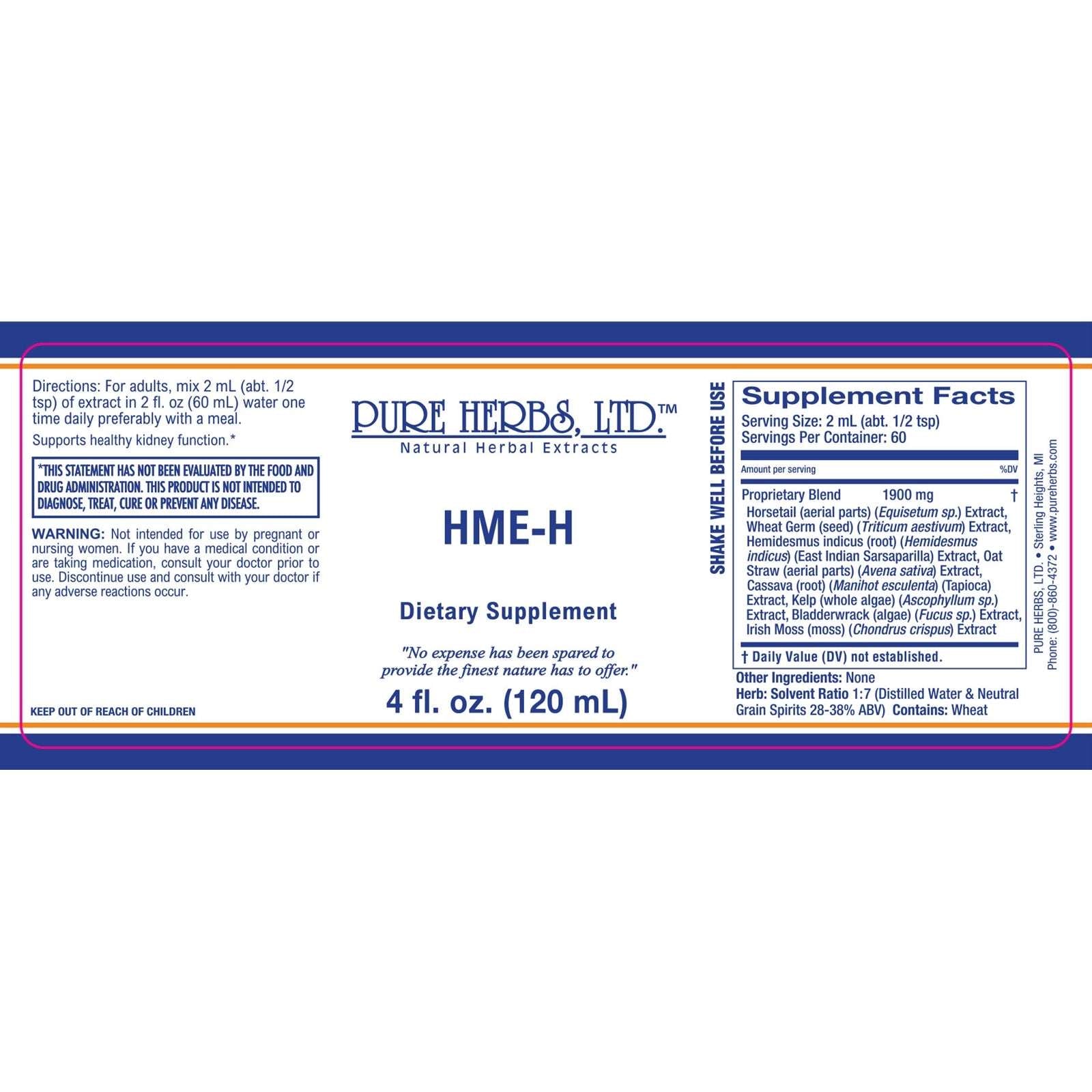 HME-H (Reformulated) (All Cells Salts [Bladderwrack, Cassava, Irish Moss, Kelp], Horsetail, Indian Sarsaparilla, Oat Straw, Wheat Germ)