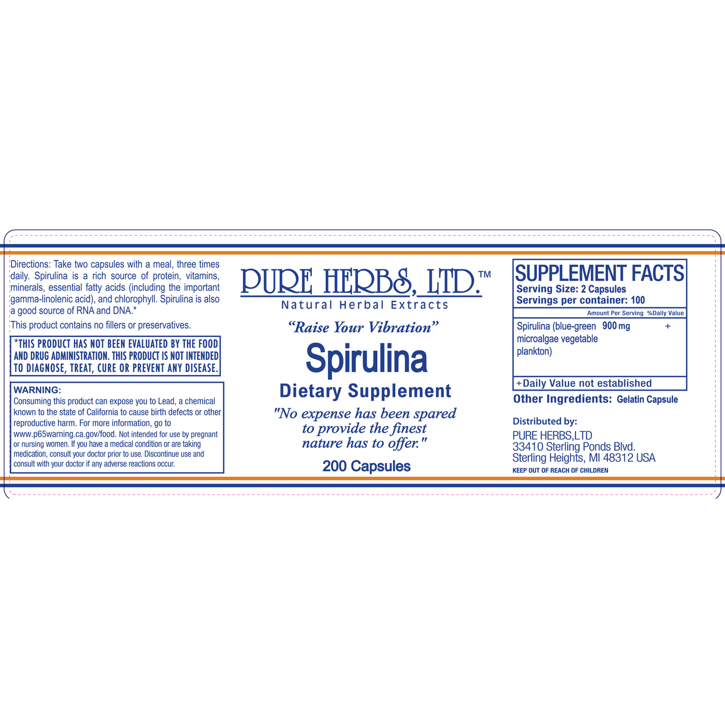 Spirulina (liquid, capsules 200 ct and bulk powder)