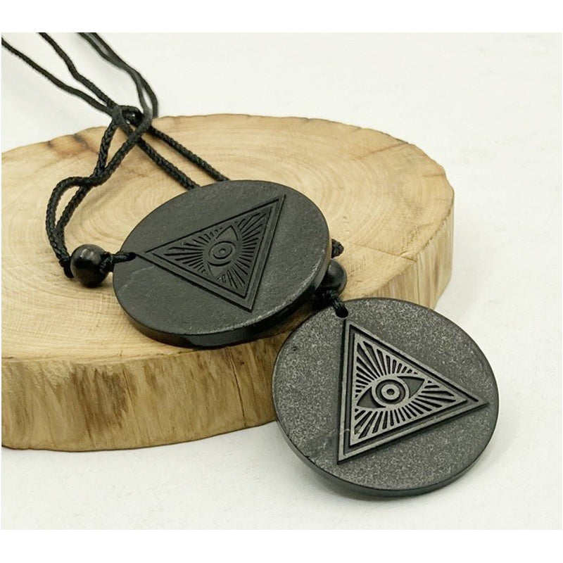 Shungite Round Pendant – EMF Protection & Energy Balancing Stone