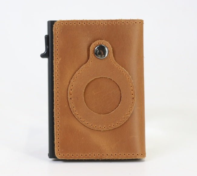 Cartera de cuero fina con protección EMF multifuncional para hombre