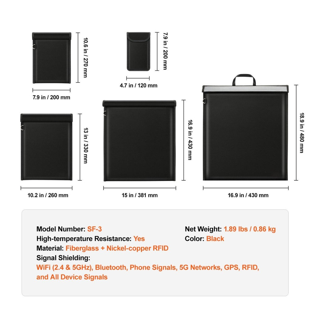 4 Pack Faraday Bag for EMF Protection, Anti-Theft, Anti-Hacking