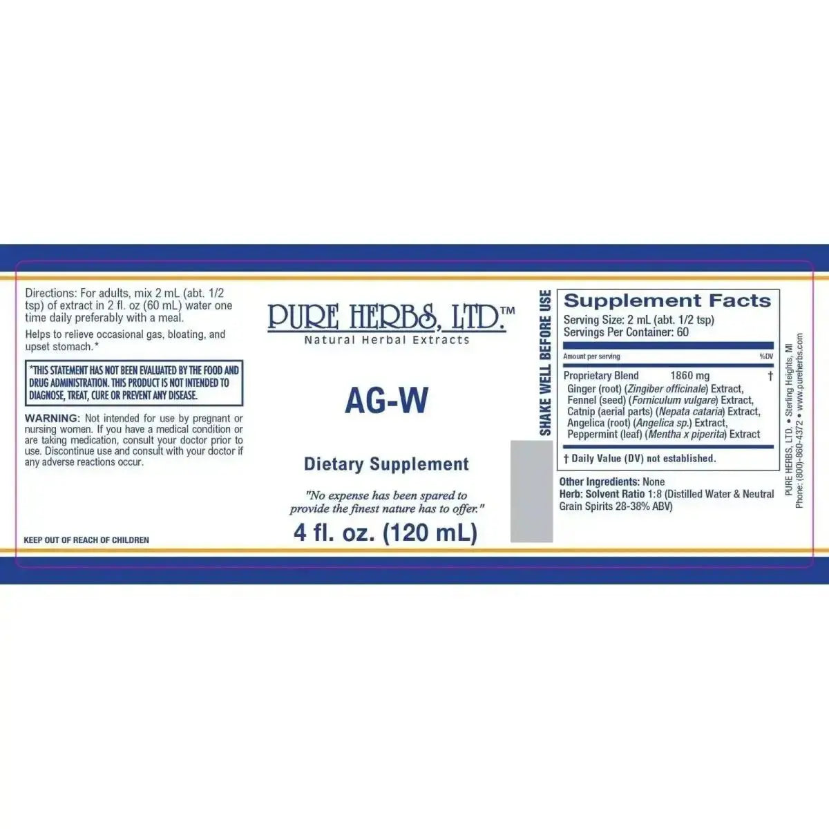 AG - W Herbal Tincture for Digestion, Stress Relief & Immune Support - Futures ETC Tincture