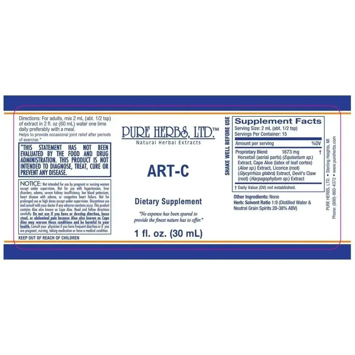 ART - C (Reformulated) (Aloe, Devil's Claw, Horsetail, Licorice Root) - Futures ETC Tincture