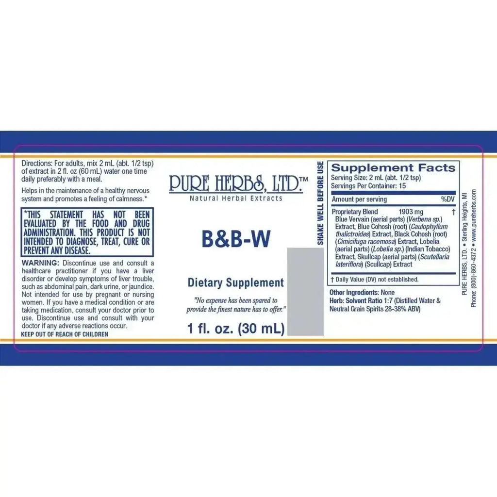 B & B - W Herbal Blend for Hormonal, Nervous System & Pain Relief - Futures ETC Tincture