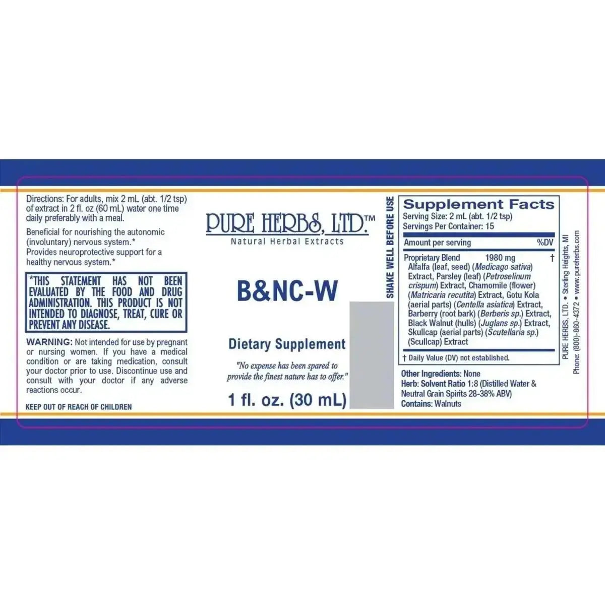 B & NC - W Herbal Blend for Detox, Digestive & Skin Health - Futures ETC Tincture