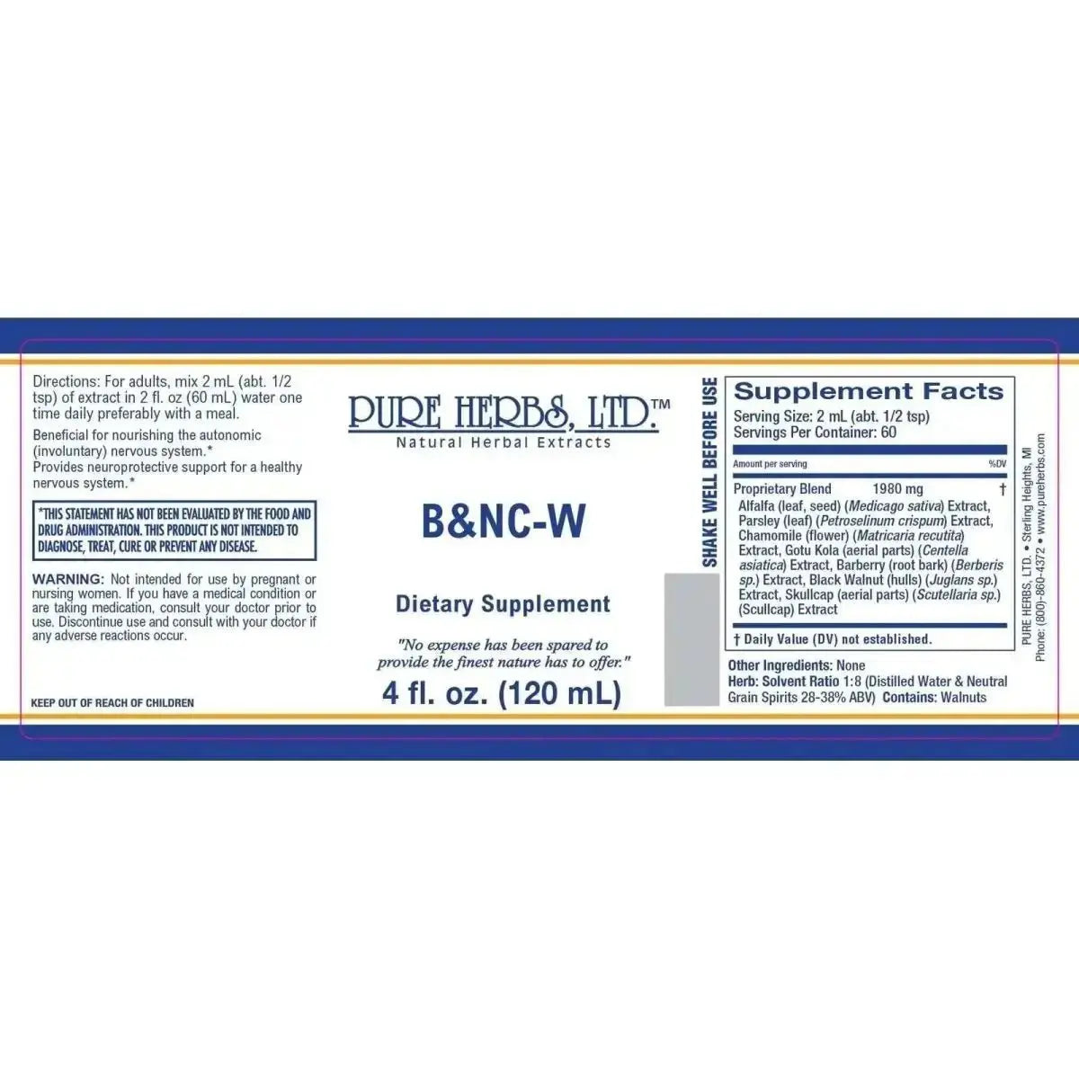 B & NC - W Herbal Blend for Detox, Digestive & Skin Health - Futures ETC Tincture