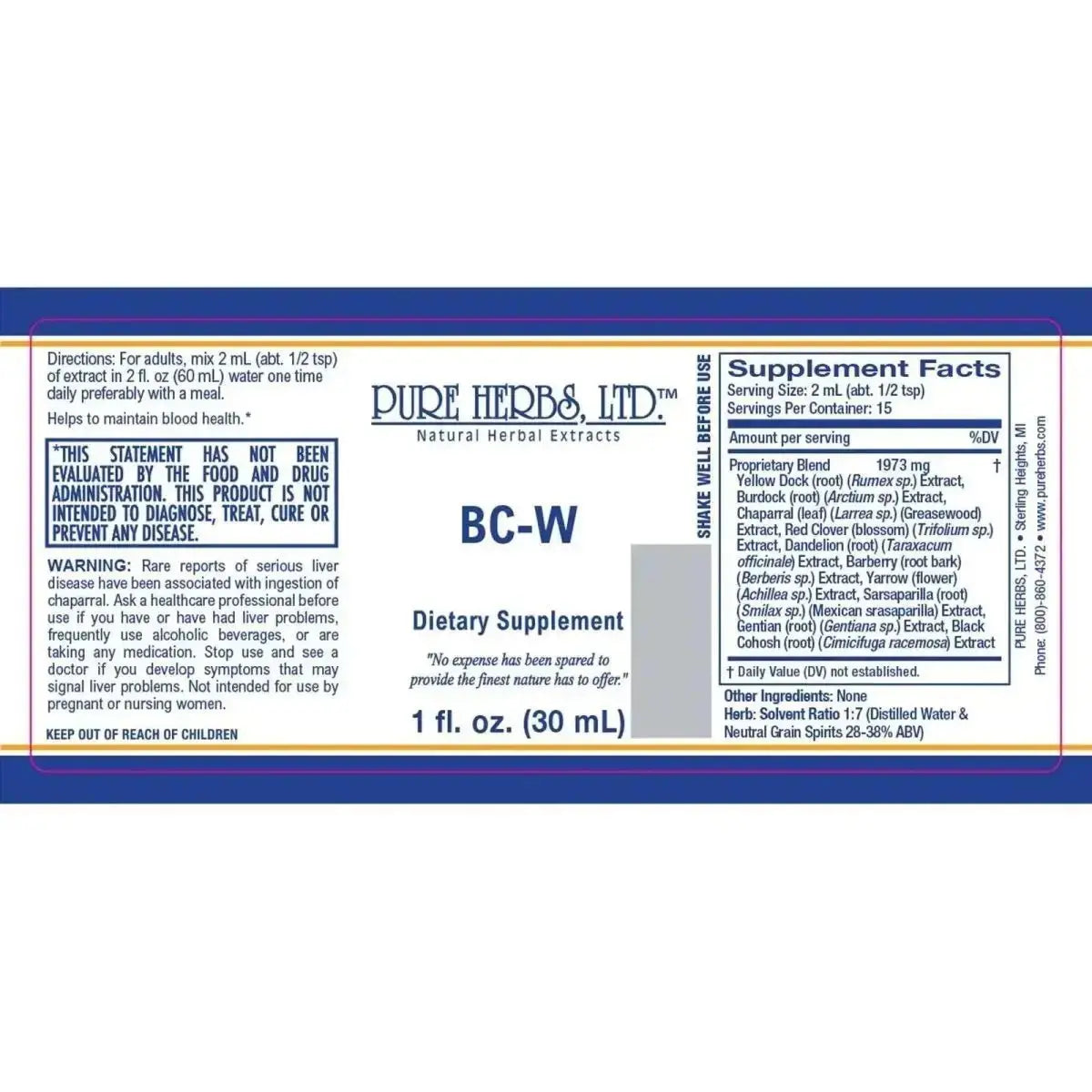 BC - W Herbal Blend for Digestive, Immune & Detox Support - Futures ETC Tincture