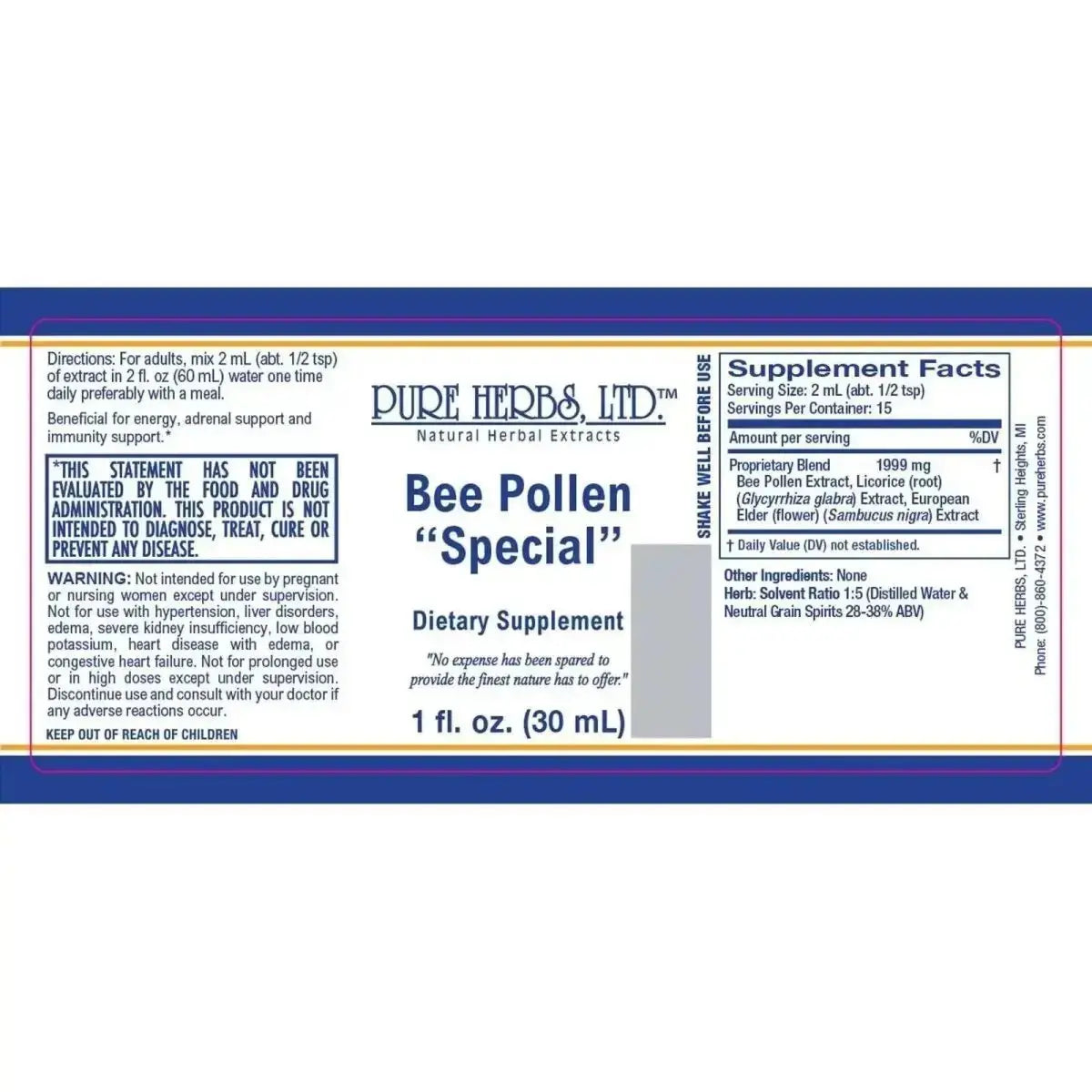Bee Pollen "Special" (Bee Pollen, Elderberry Flower, Licorice Root) - Futures ETC Tincture