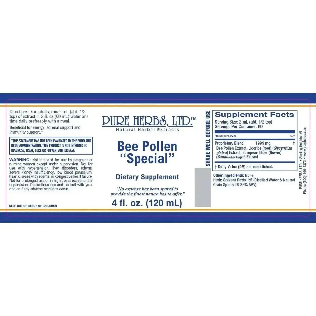 Bee Pollen "Special" (Bee Pollen, Elderberry Flower, Licorice Root) - Futures ETC Tincture