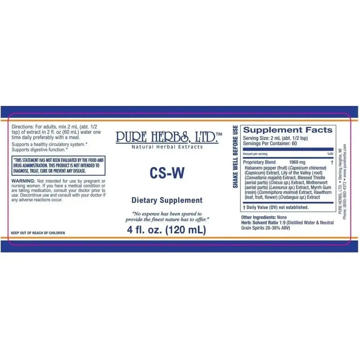 CS - W (Blessed Thistle, Capsicum, HT Combination [Hawthorn, Motherwort, Myrrh], Lily of the Valley) - Futures ETC Tincture