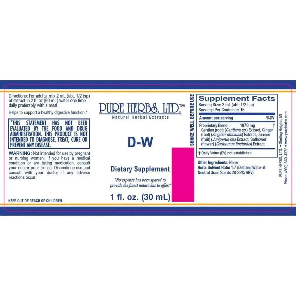 D - W (Gentian, Ginger, Juniper Berries, Safflowers) - Futures ETC Tincture
