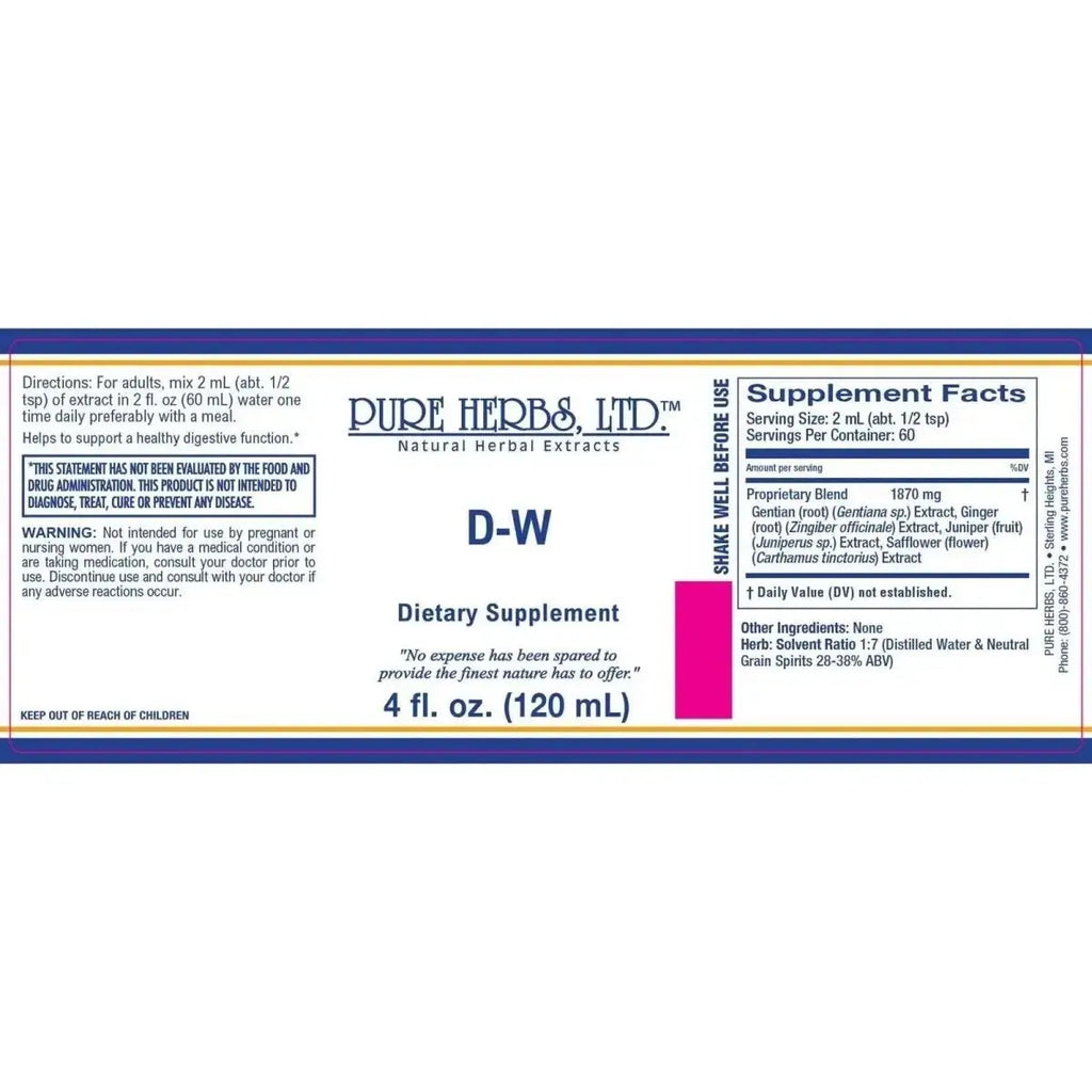 D - W (Gentian, Ginger, Juniper Berries, Safflowers) - Futures ETC Tincture