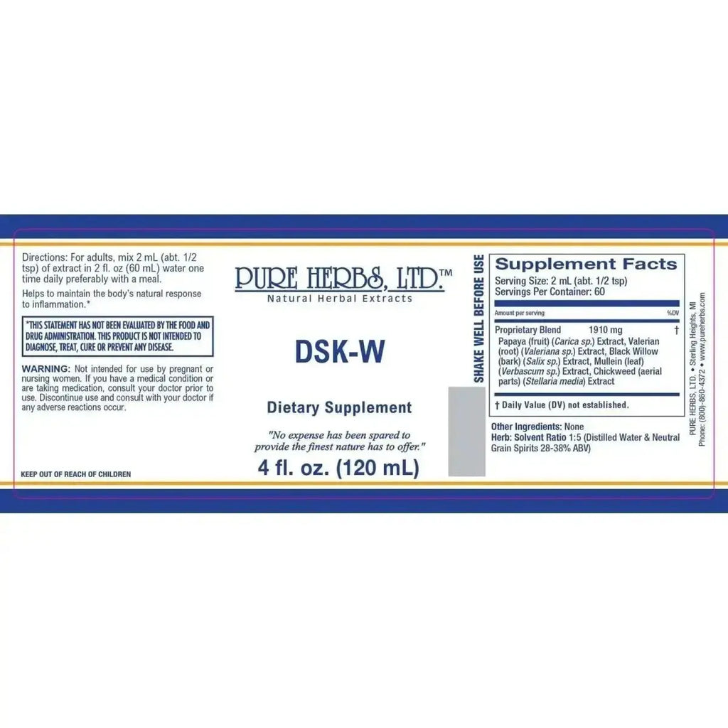 DSK - W (Chickweed, Mullein Leaf, Papaya Fruit, Valerian Root, Willow Bark) - Futures ETC Tincture