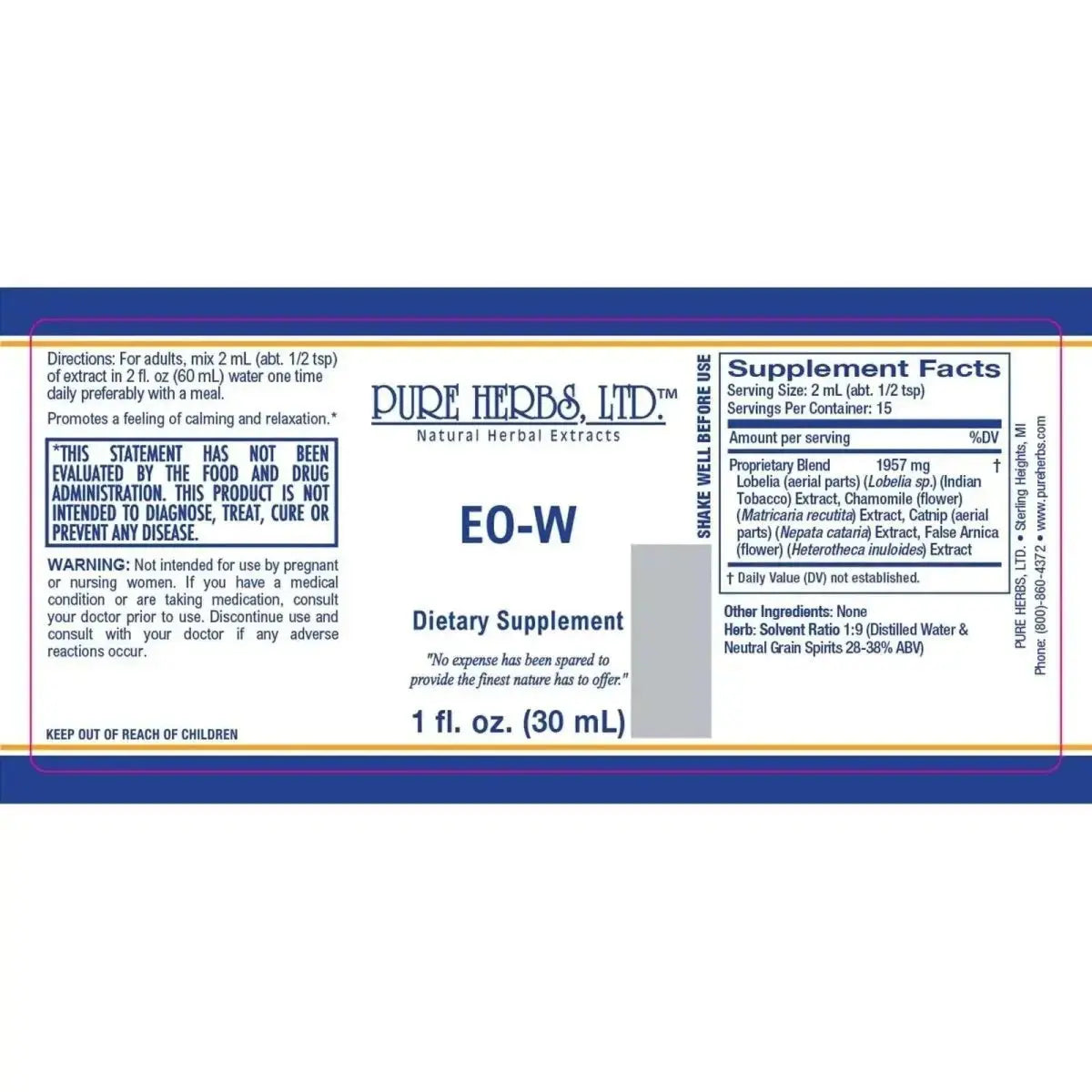 EO - W (Arnica, Catnip, Chamomile, Indian Tobacco) - Futures ETC Tincture