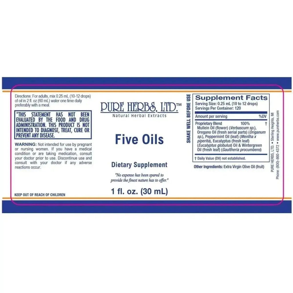 Five Oils (Eucalyptus Oil, Mullein Flower Oil, Oregano Oil, Peppermint Oil, Wintergreen Oil) - Futures ETC Tincture