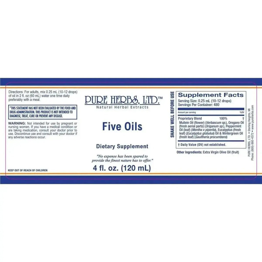 Five Oils (Eucalyptus Oil, Mullein Flower Oil, Oregano Oil, Peppermint Oil, Wintergreen Oil) - Futures ETC Tincture