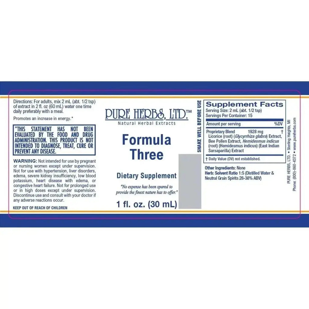 Formula Three (Bee Pollen, Indian Sarsaparilla, Licorice Root), Tincture, Futures ETC