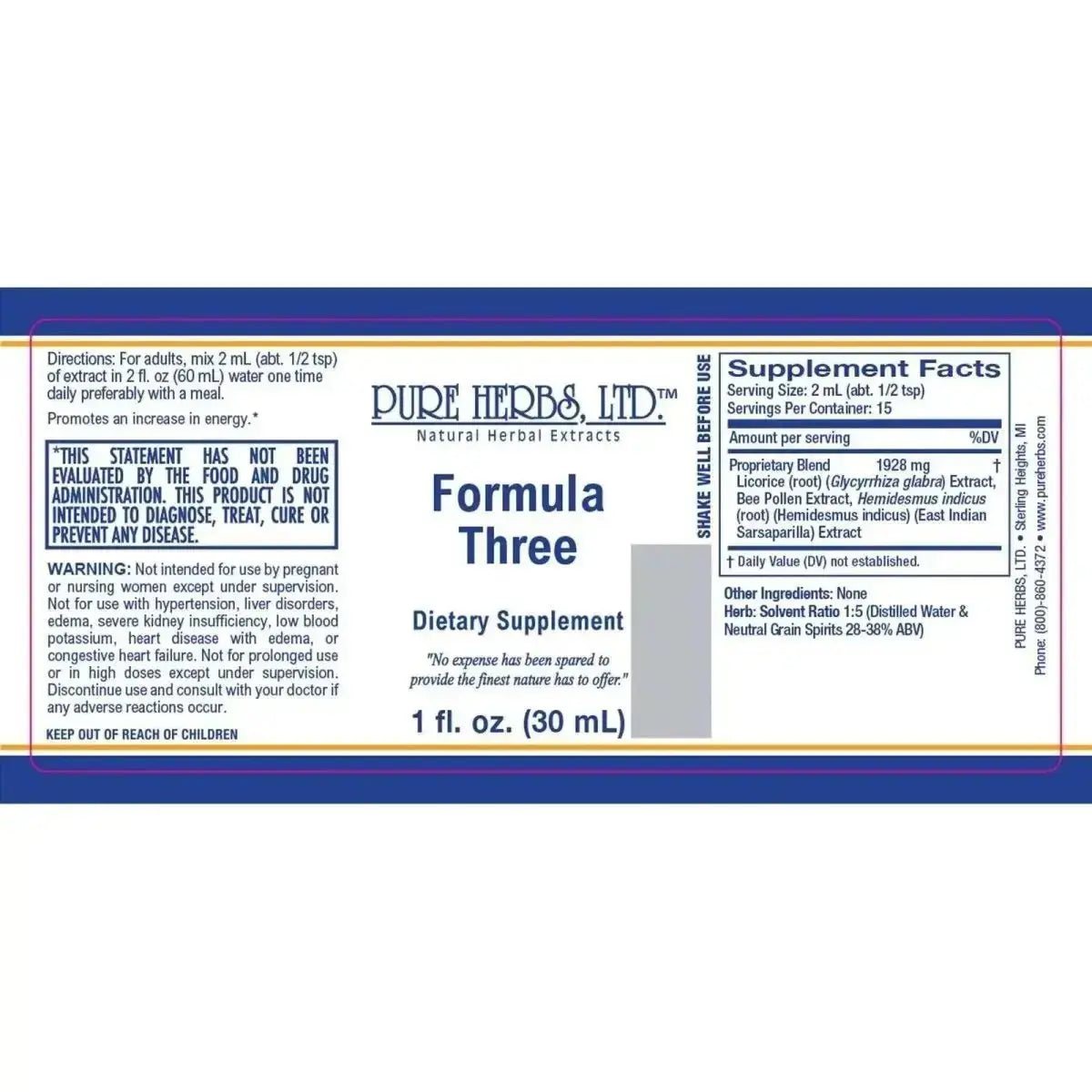 Formula Three (Bee Pollen, Indian Sarsaparilla, Licorice Root), Tincture, Futures ETC