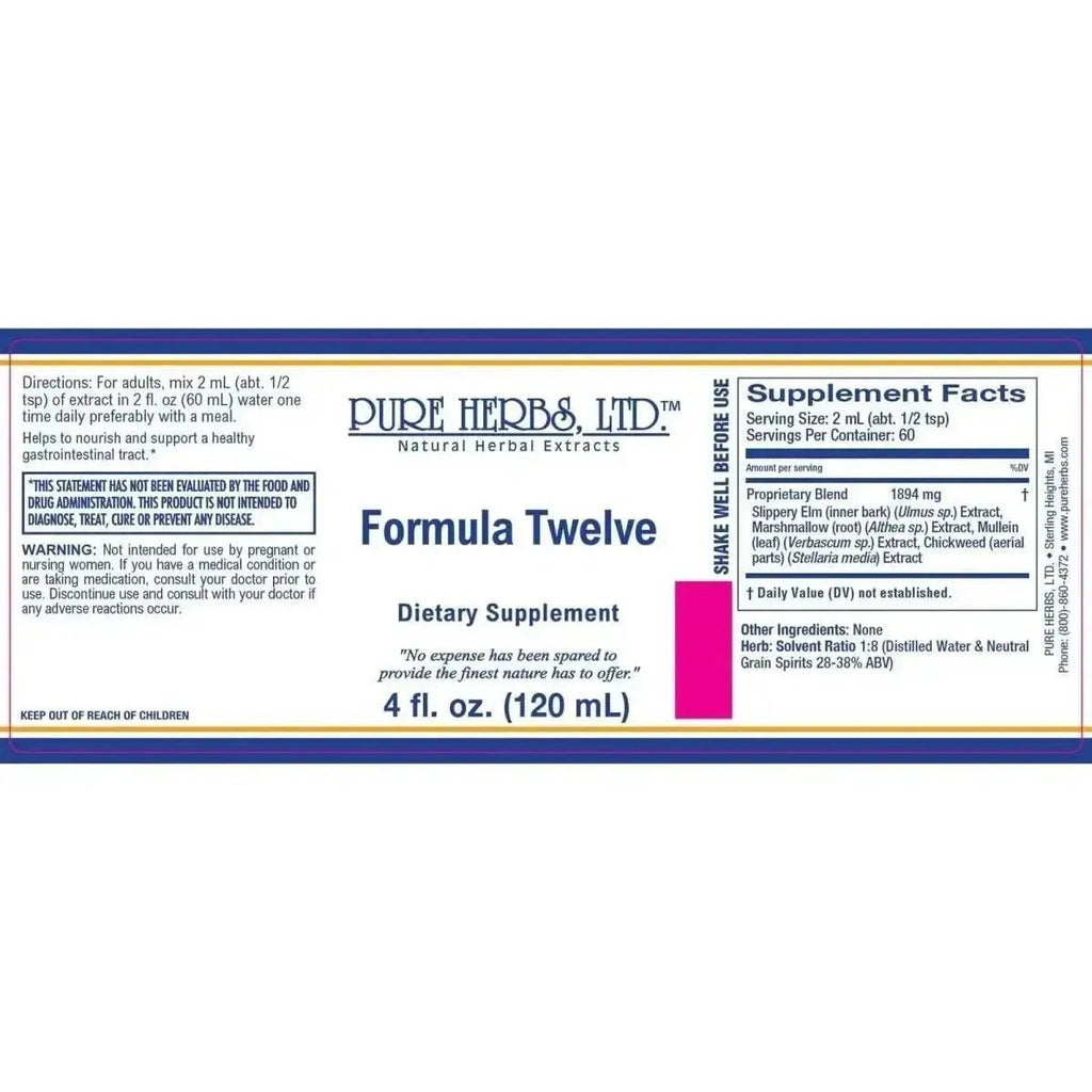 Formula Twelve (Chickweed, Marshmallow, Mullein Leaf, Slippery Elm) - Futures ETC Tincture