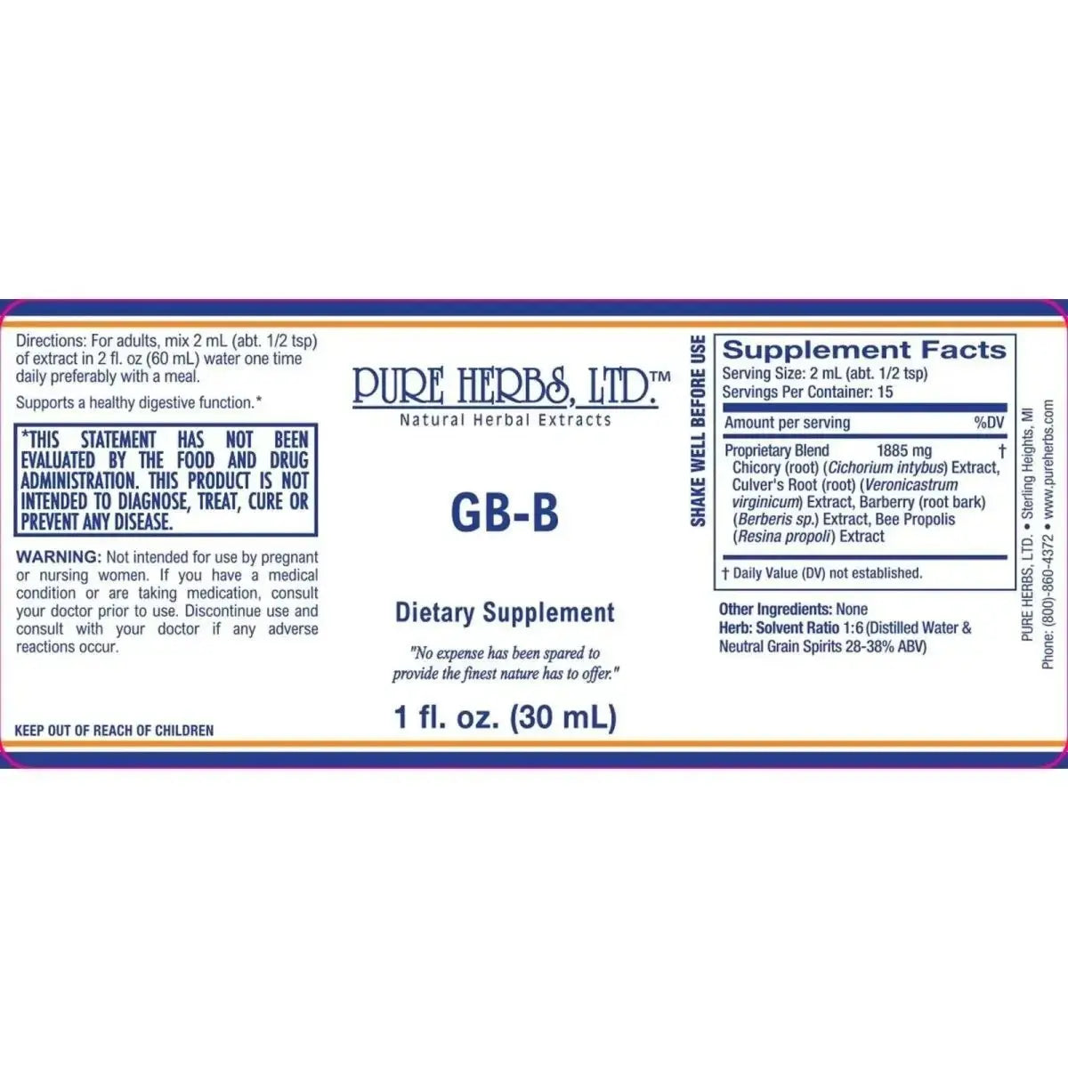 GB - B [Reformulated] (Barberry, Bee Propolis, Chicory, Culver's Root) - Futures ETC Tincture